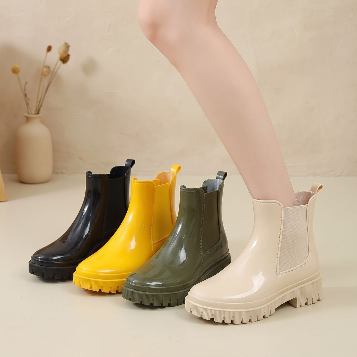 Women's Waterproof Chunky Chelsea Rain Boots
