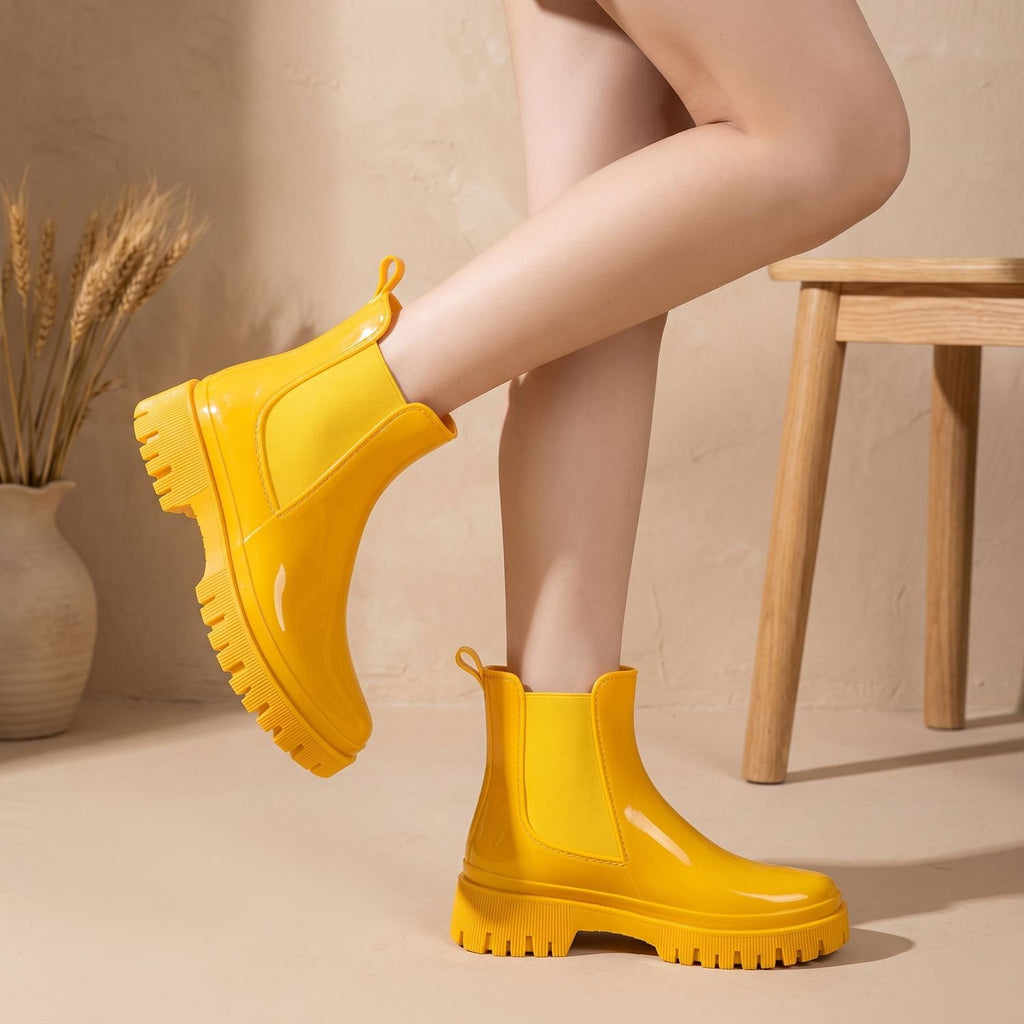 Women's Waterproof Chunky Chelsea Rain Boots - Yellow