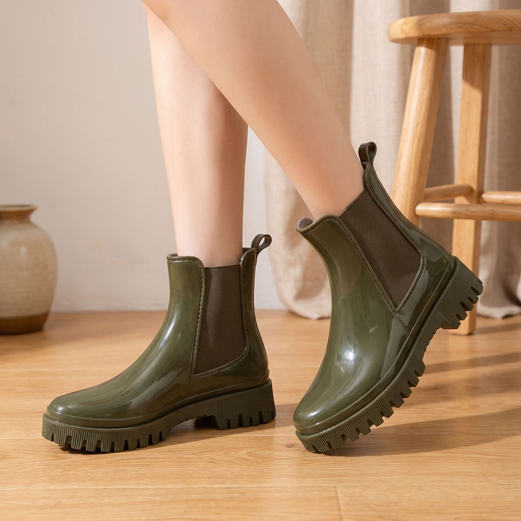 Women's Waterproof Chunky Chelsea Rain Boots