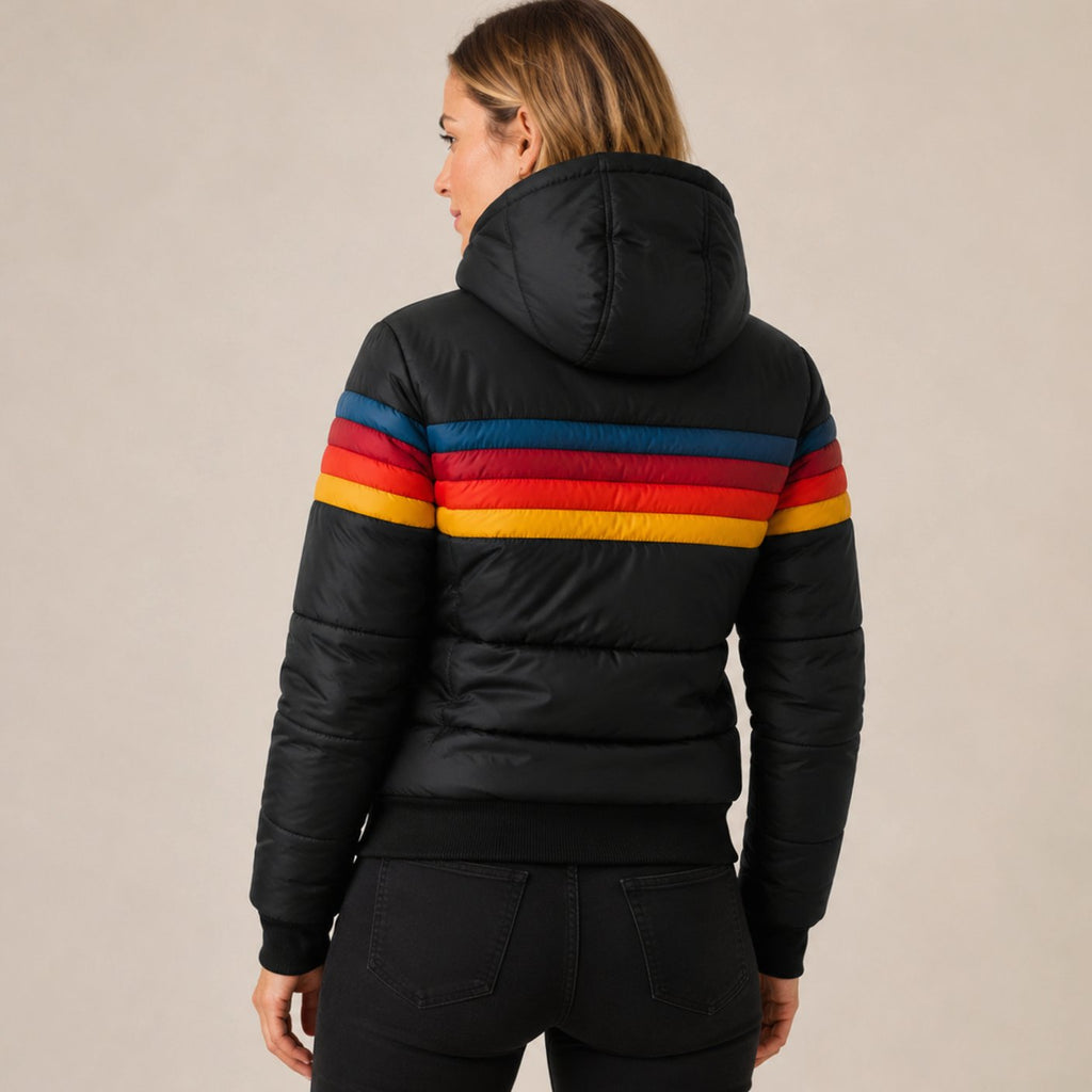 Women's Waterproof Color-Block Hooded Puffer Jacket