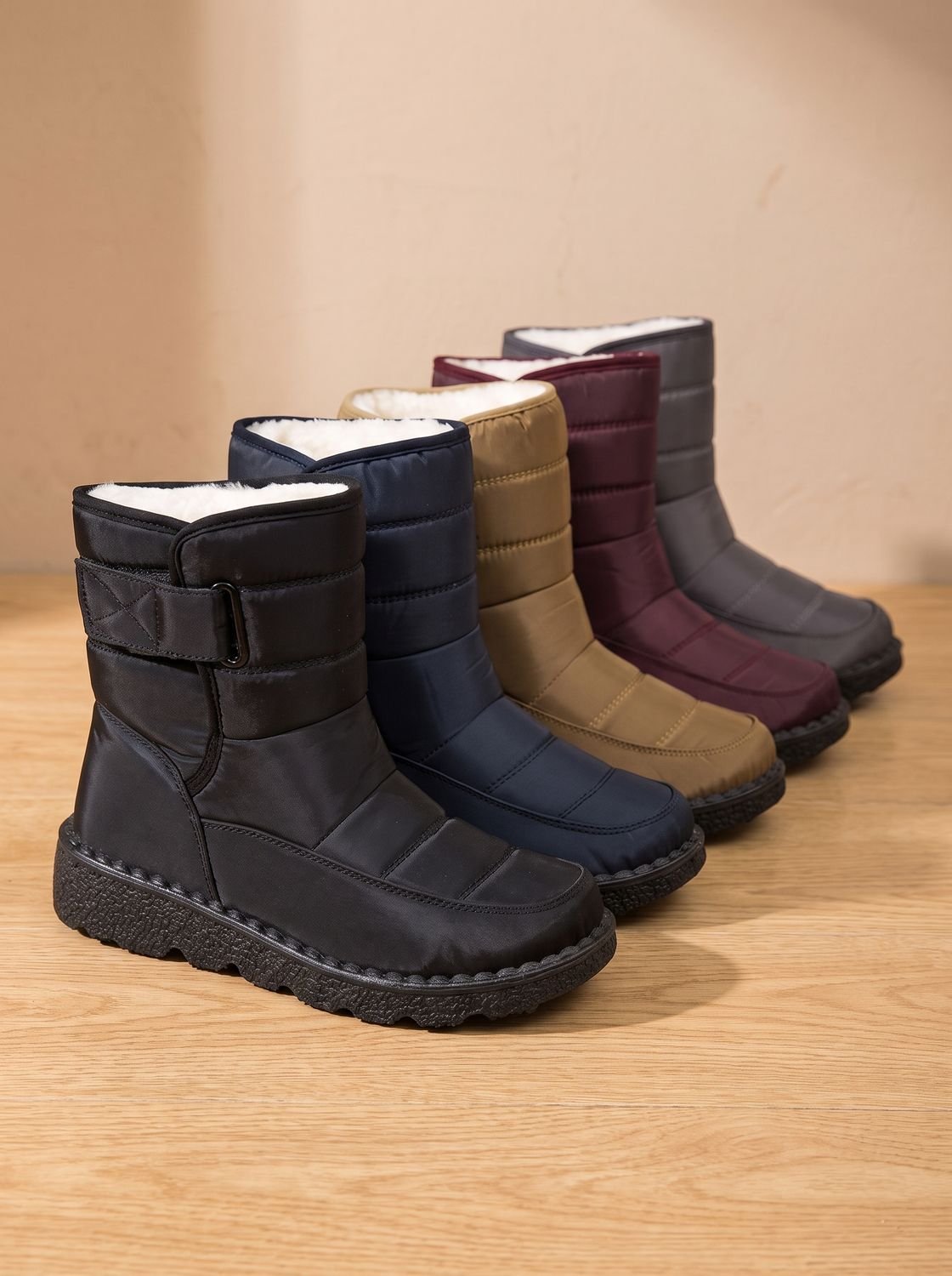 Women's Waterproof Fleece-Lined Non-Slip Mid-Calf Snow Boots