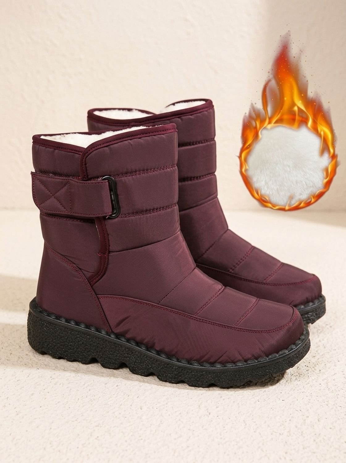 Women's Waterproof Fleece-Lined Non-Slip Mid-Calf Snow Boots