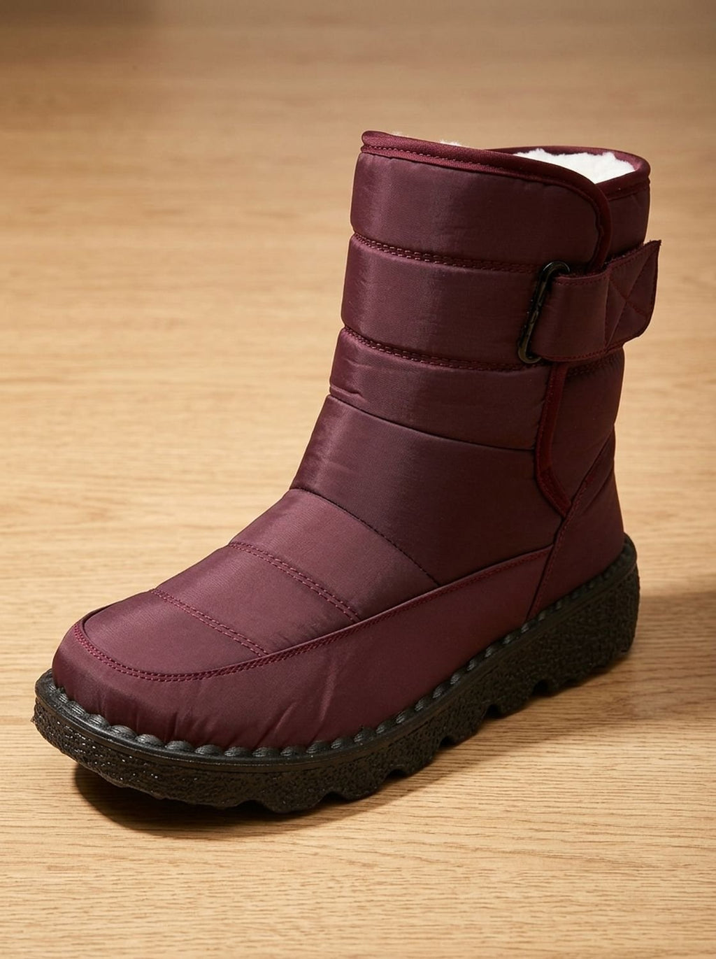 Women's Waterproof Fleece-Lined Non-Slip Mid-Calf Snow Boots - Red