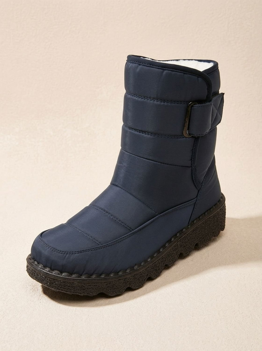 Women's Waterproof Fleece-Lined Non-Slip Mid-Calf Snow Boots - Dark Blue