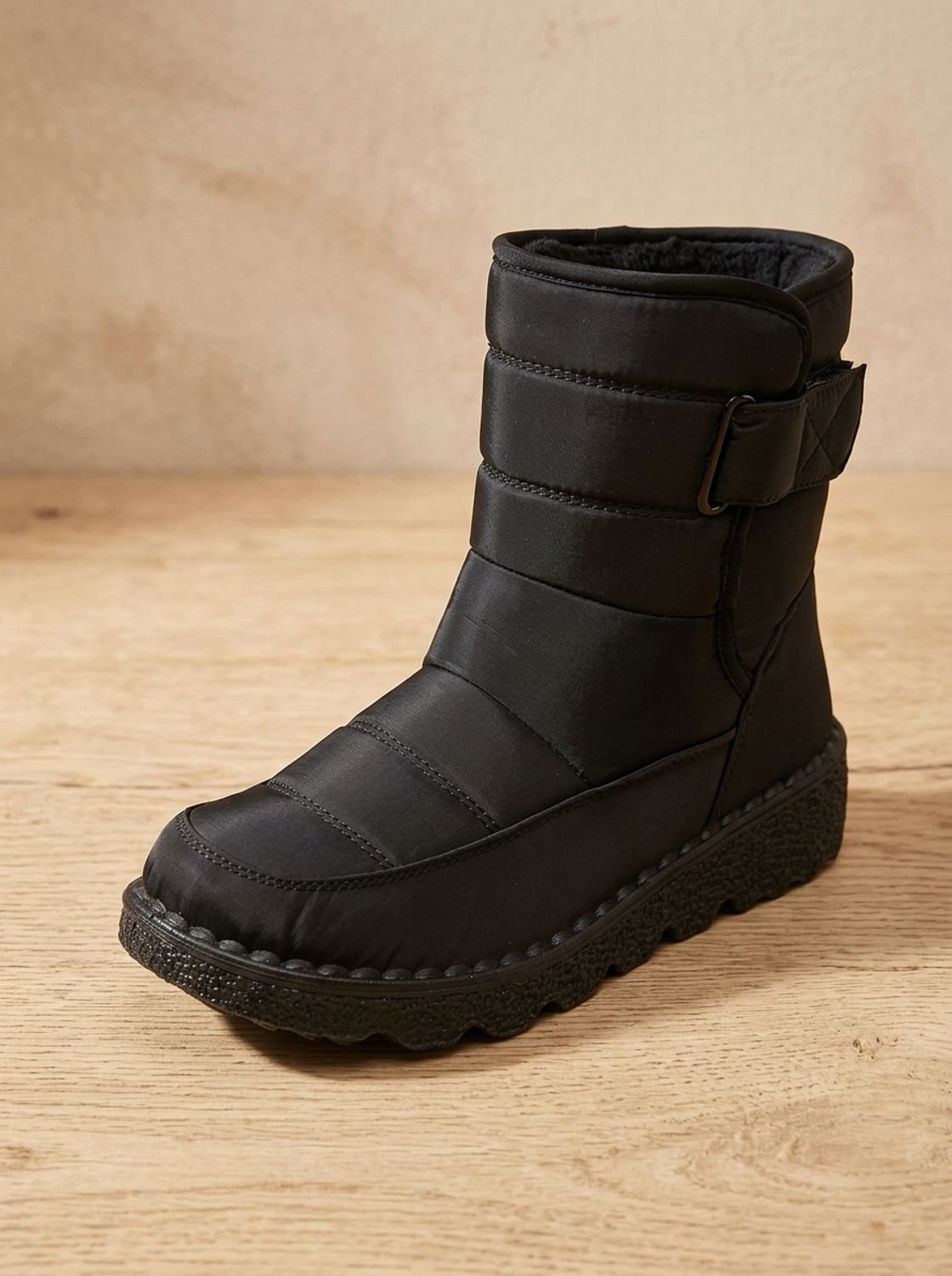 Women's Waterproof Fleece-Lined Non-Slip Mid-Calf Snow Boots - Black