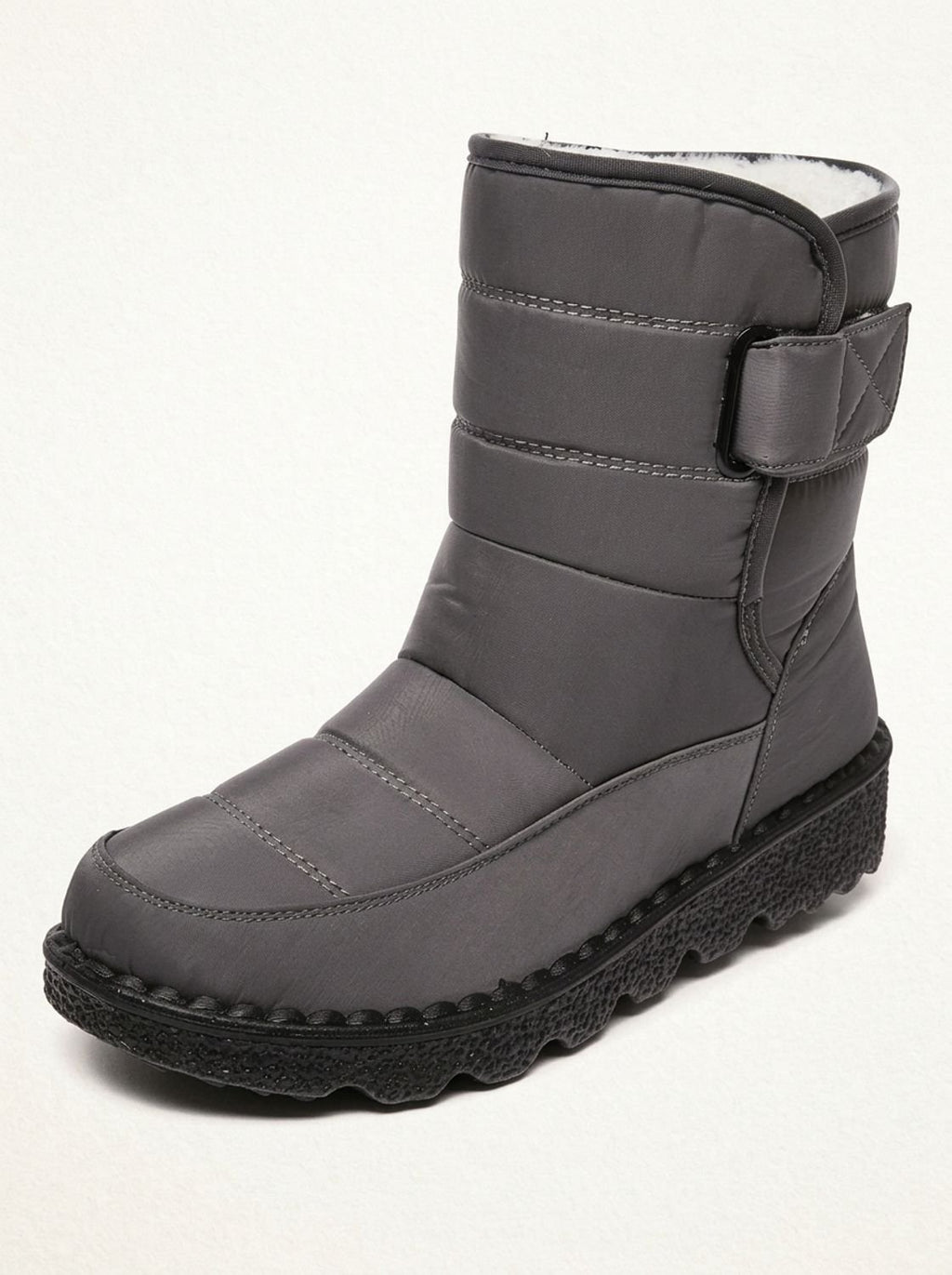 Women's Waterproof Fleece-Lined Non-Slip Mid-Calf Snow Boots - Gray