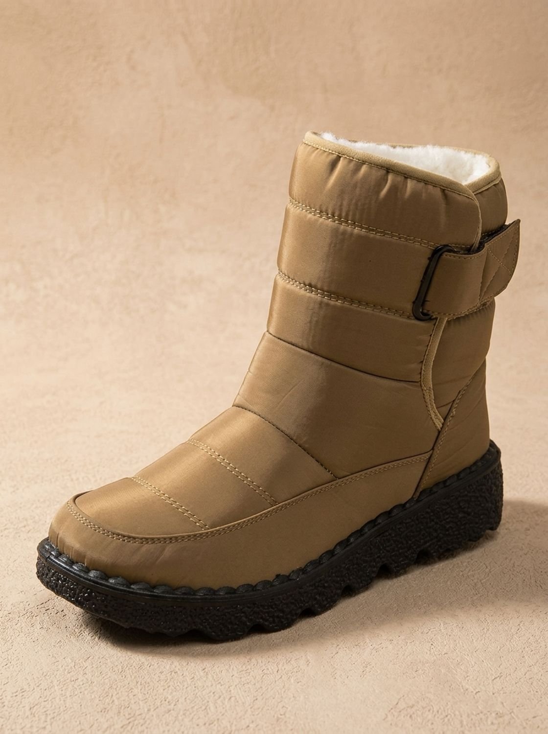 Women's Waterproof Fleece-Lined Non-Slip Mid-Calf Snow Boots - Khaki