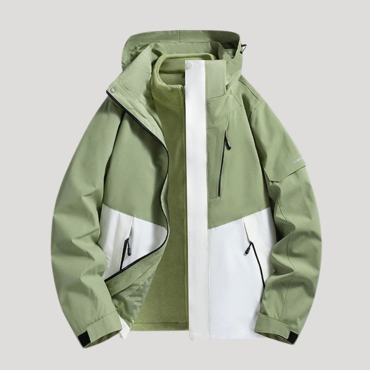 Women's Waterproof Hooded 3-in-1 Fleece-Lined Winter Jacket - Green