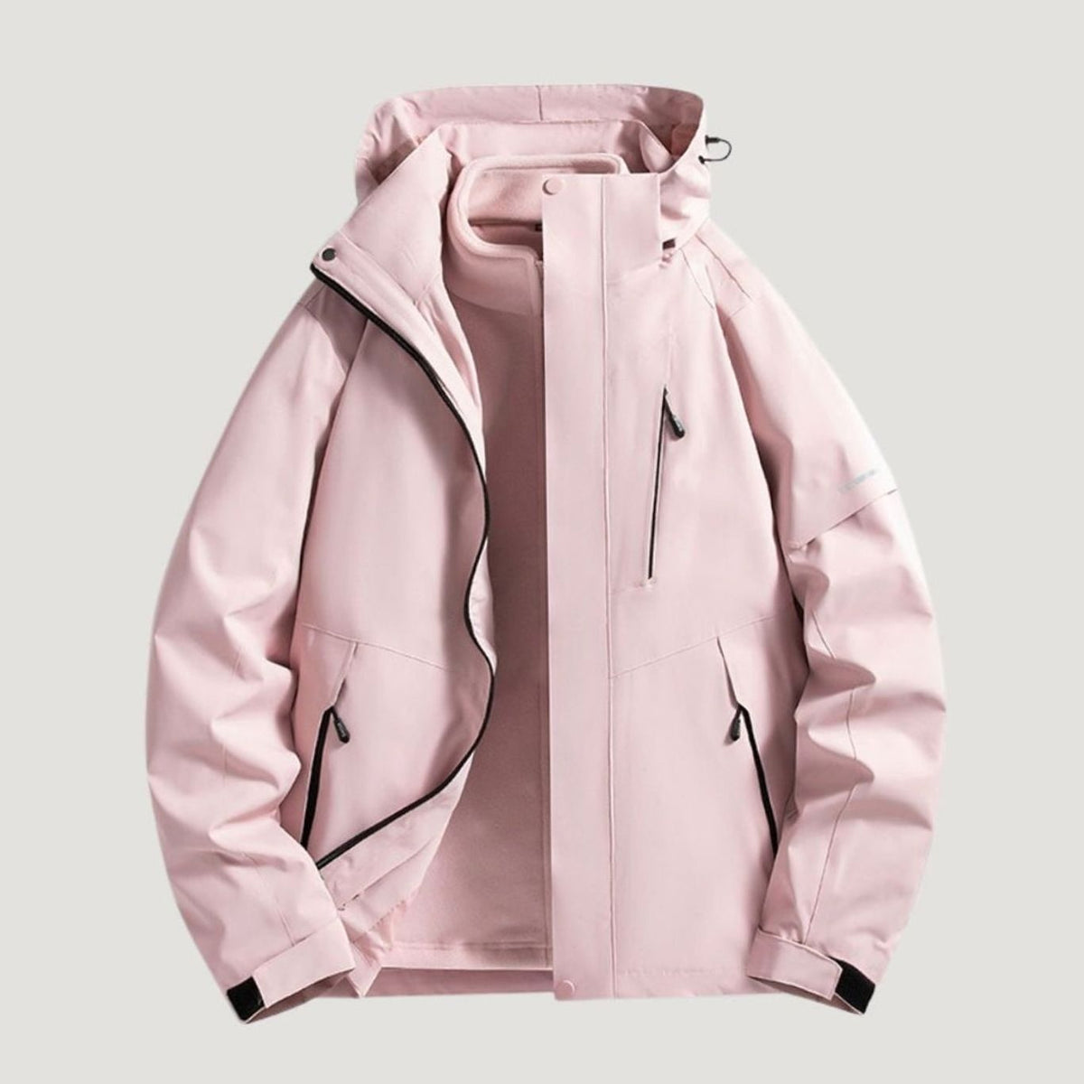 Women's Waterproof Hooded 3-in-1 Fleece-Lined Winter Jacket - Pink