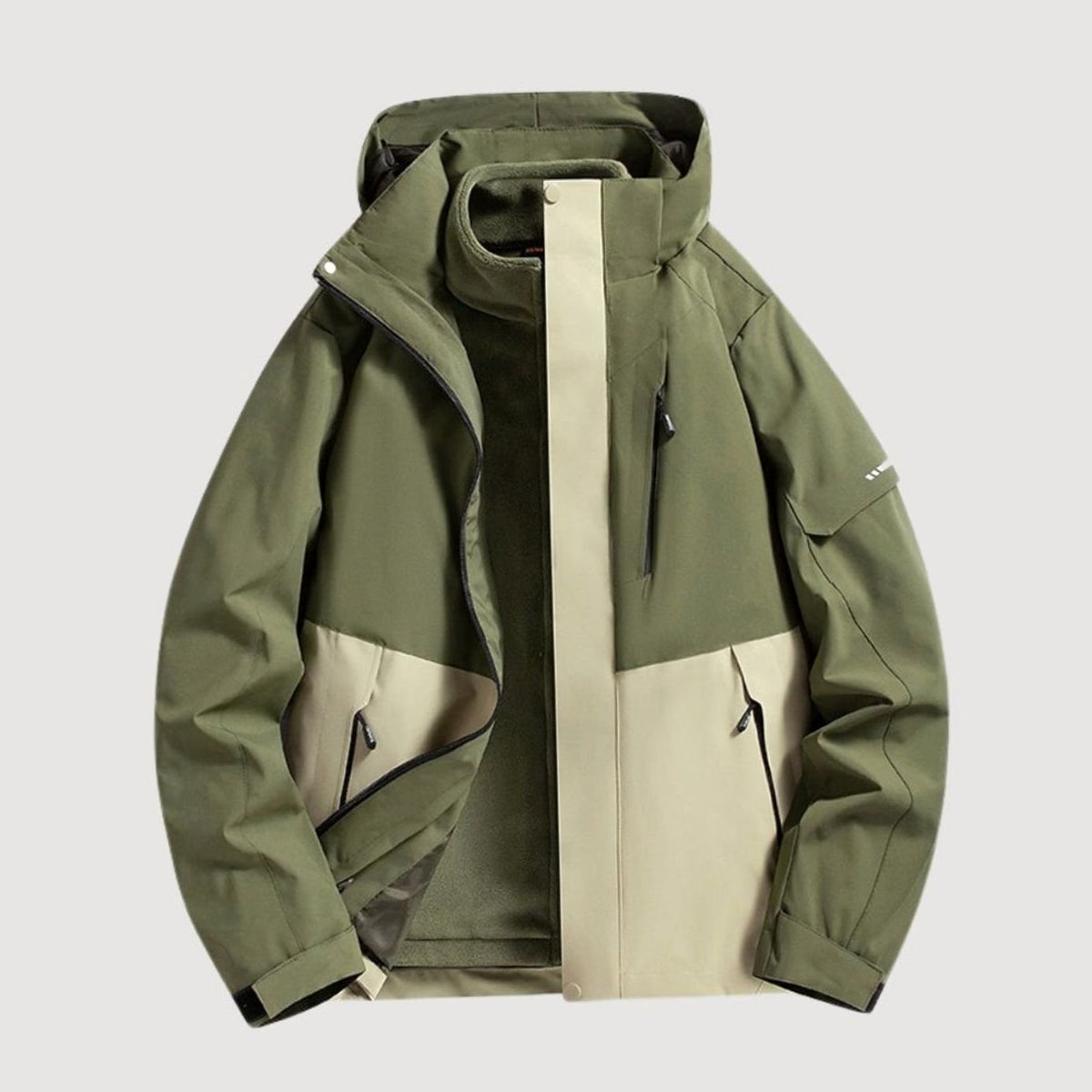 Women's Waterproof Hooded 3-in-1 Fleece-Lined Winter Jacket - Dark Green