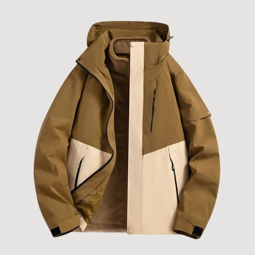 Women's Waterproof Hooded 3-in-1 Fleece-Lined Winter Jacket - Brown