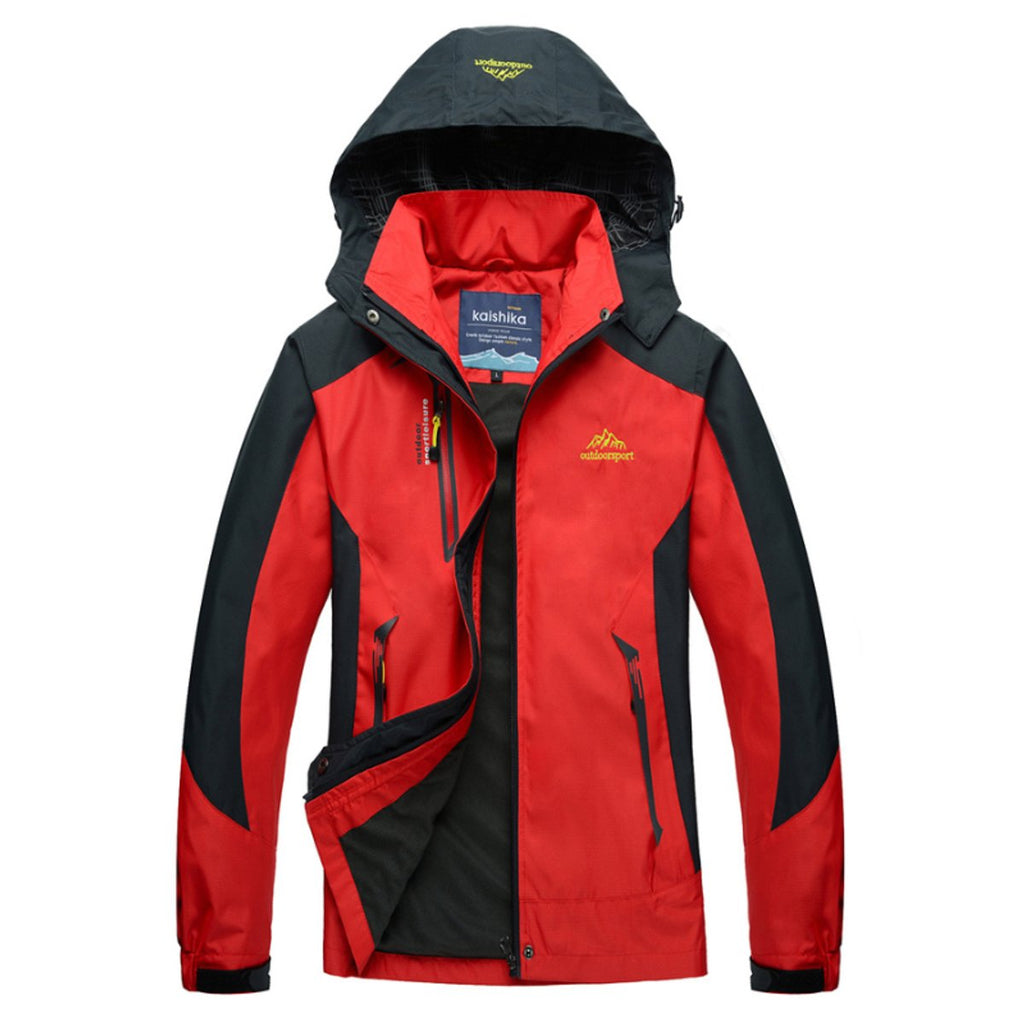 Women's Waterproof Hooded Outdoor Quilted Jacket - Red