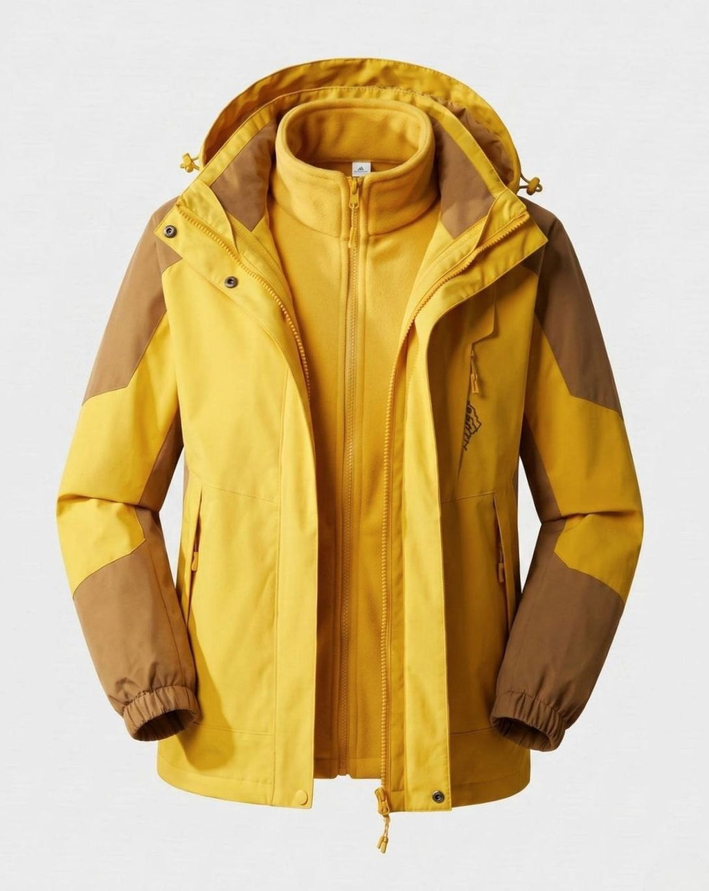 Women's Waterproof Hooded Two-Layer Outdoor Rain Jacket - Women Orange-Yellow (2-Piece Set)