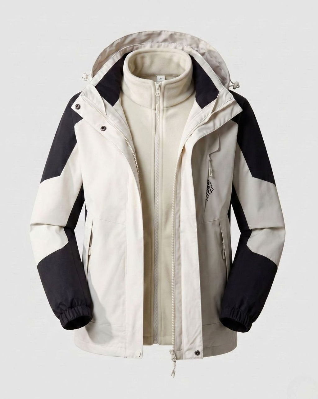 Women's Waterproof Hooded Two-Layer Outdoor Rain Jacket - Women White (Single)