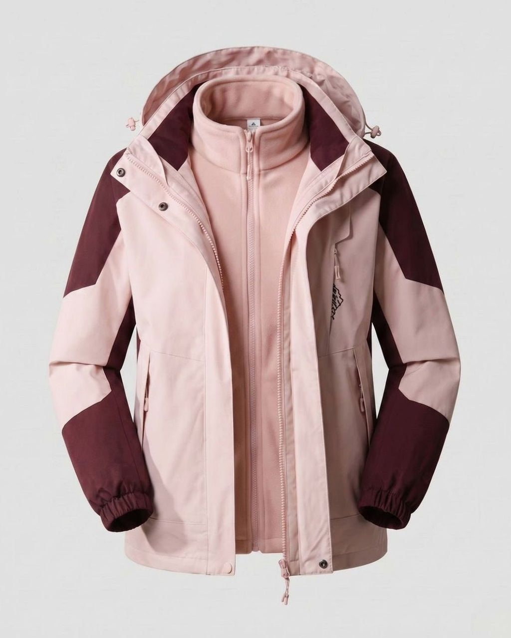 Women's Waterproof Hooded Two-Layer Outdoor Rain Jacket - Women Light Lilac (2-Piece Set)