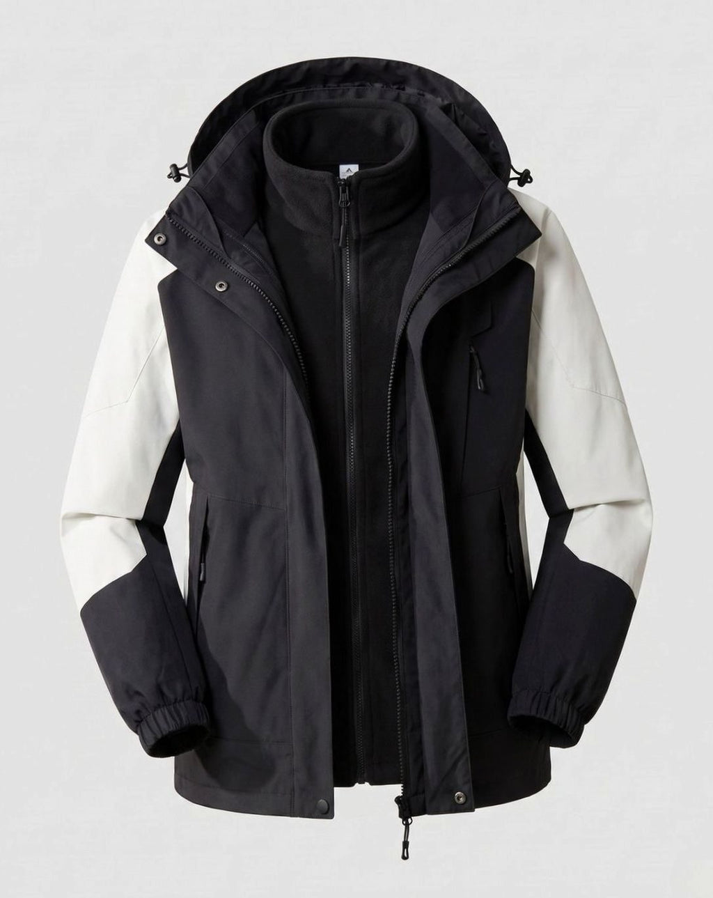 Women's Waterproof Hooded Two-Layer Outdoor Rain Jacket - Men White (Single)