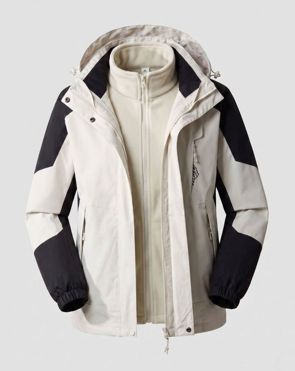 Women's Waterproof Hooded Two-Layer Outdoor Rain Jacket - Men White (2-Piece Set)