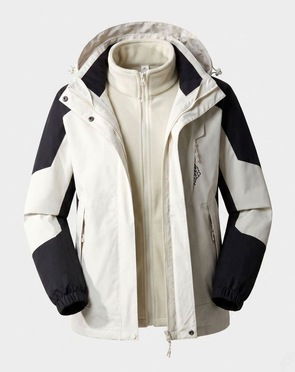 Women's Waterproof Hooded Two-Layer Outdoor Rain Jacket - Women White (2-Piece Set)