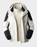 Women's Waterproof Hooded Two-Layer Outdoor Rain Jacket - Women White (2-Piece Set)