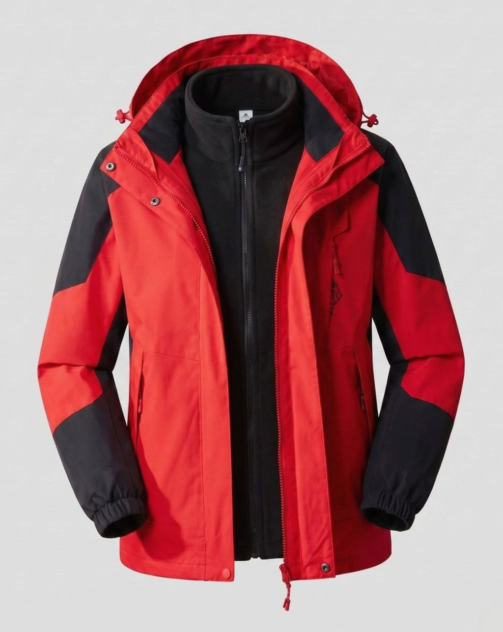 Women's Waterproof Hooded Two-Layer Outdoor Rain Jacket - Women China Red (Single)