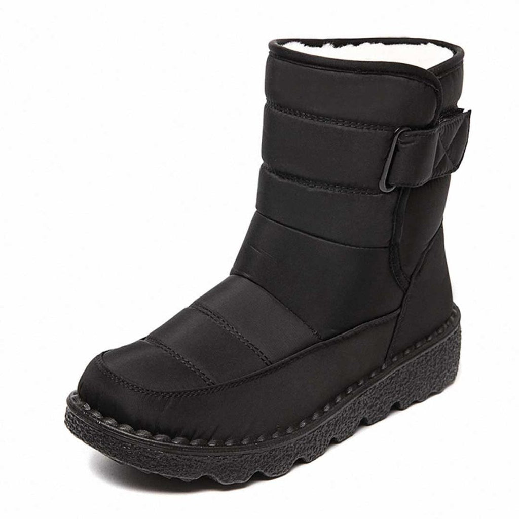 Women's Waterproof Insulated Mid-Calf Snow Boots Knee High Boots - Black