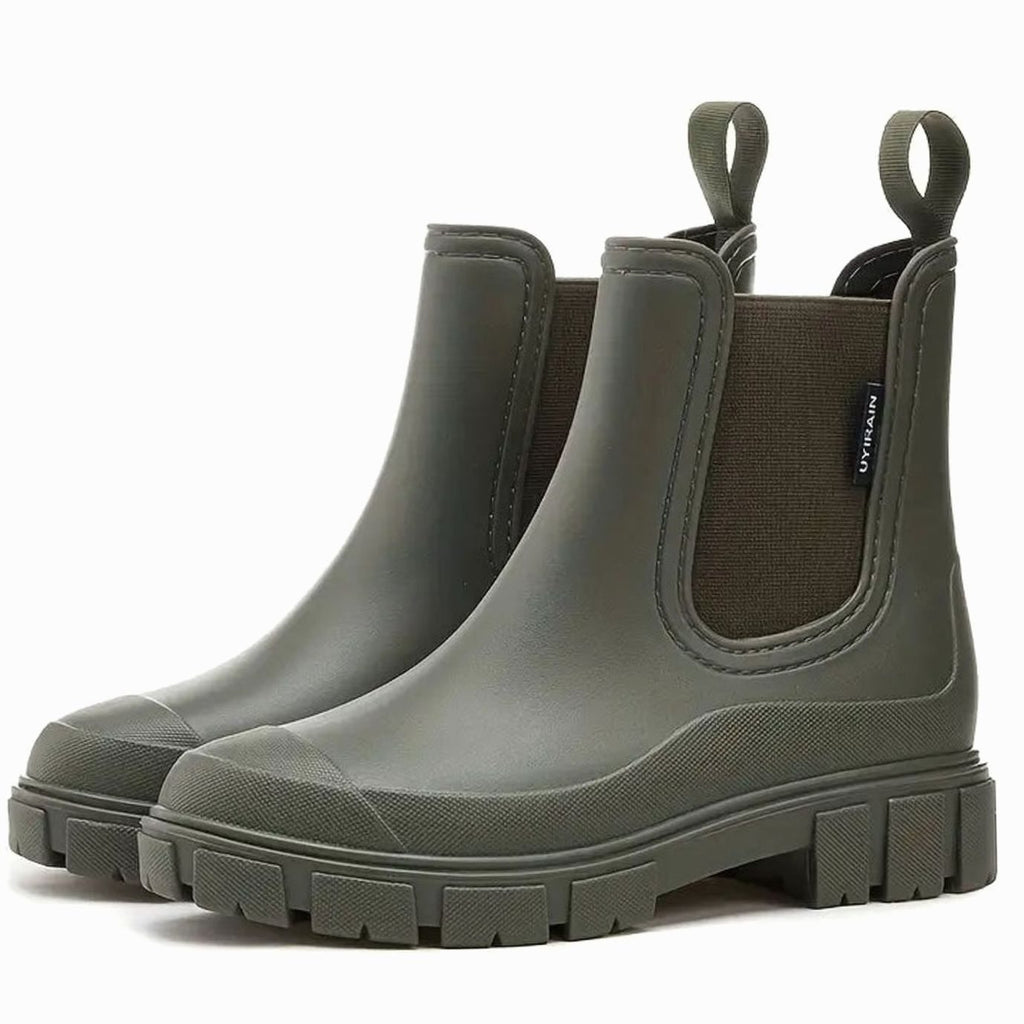 Women's Waterproof Slip-On Lug-Sole Chelsea Boots - Green