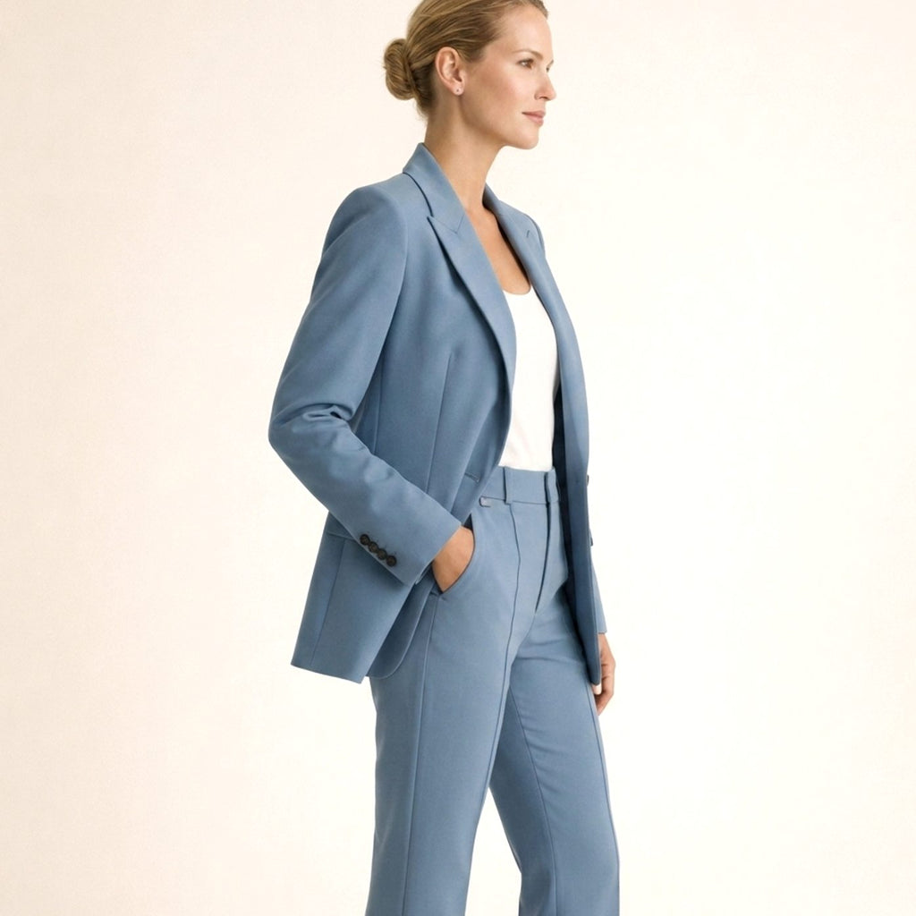 Women's Wide-Leg High-Waist Blazer Pants Two-Piece Suit Set