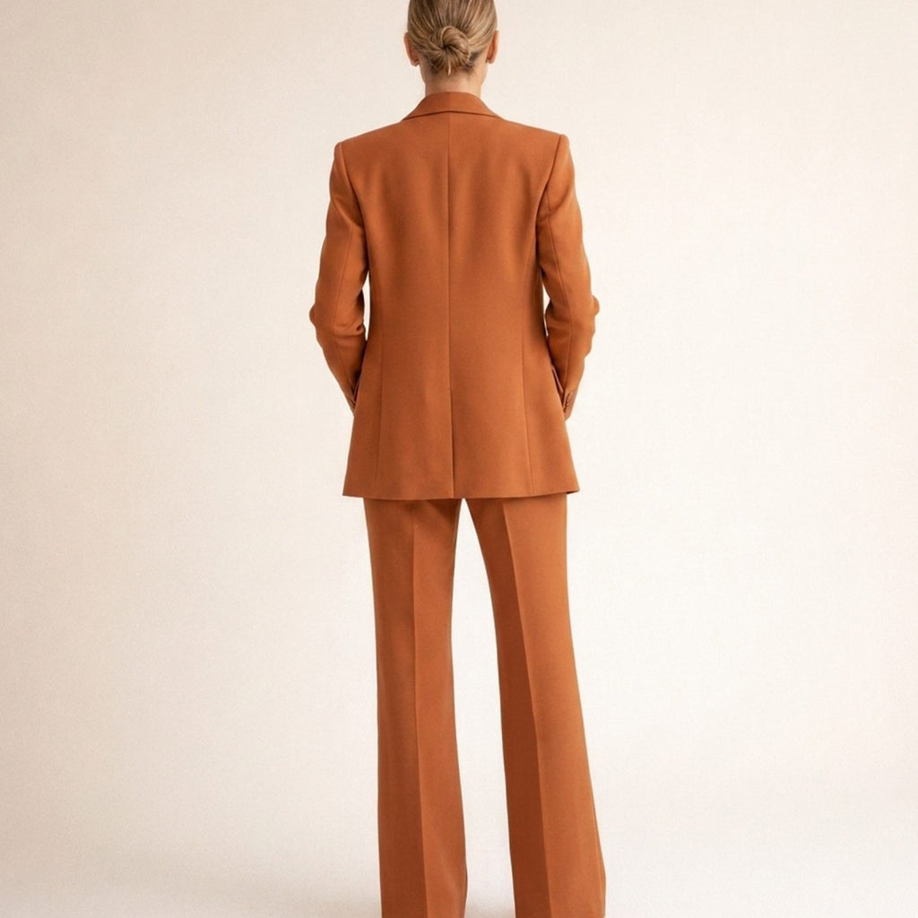 Women's Wide-Leg High-Waist Blazer Pants Two-Piece Suit Set