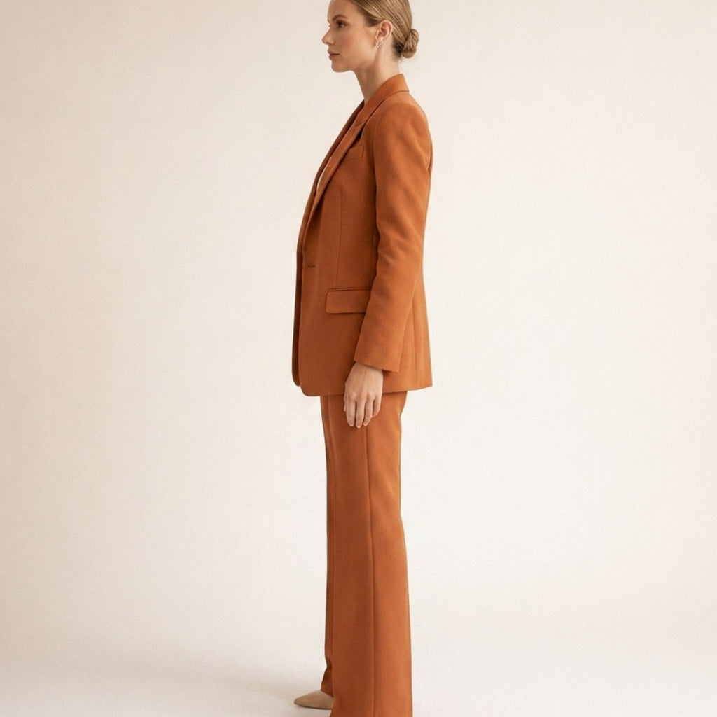 Women's Wide-Leg High-Waist Blazer Pants Two-Piece Suit Set