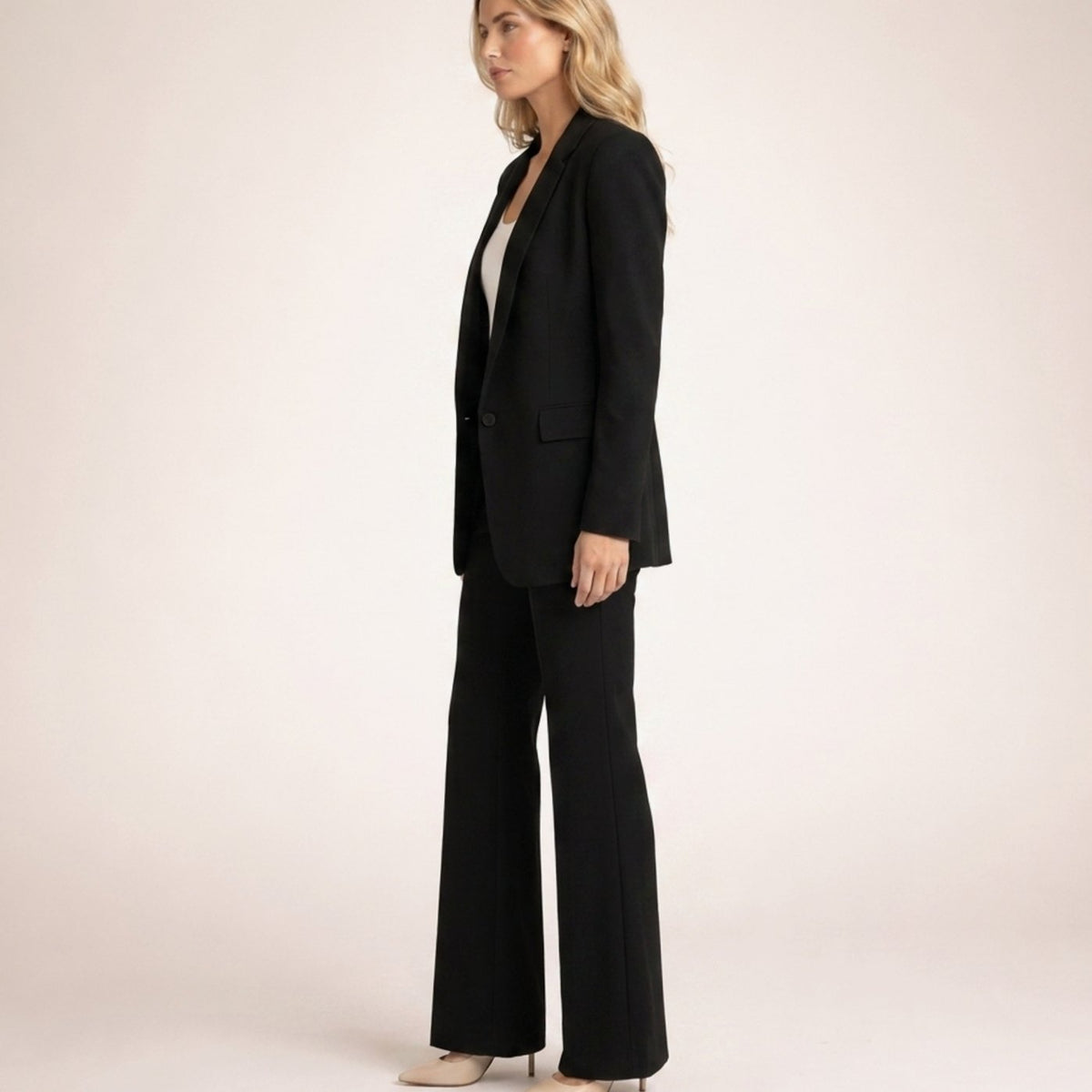 Women's Wide-Leg High-Waist Blazer Pants Two-Piece Suit Set