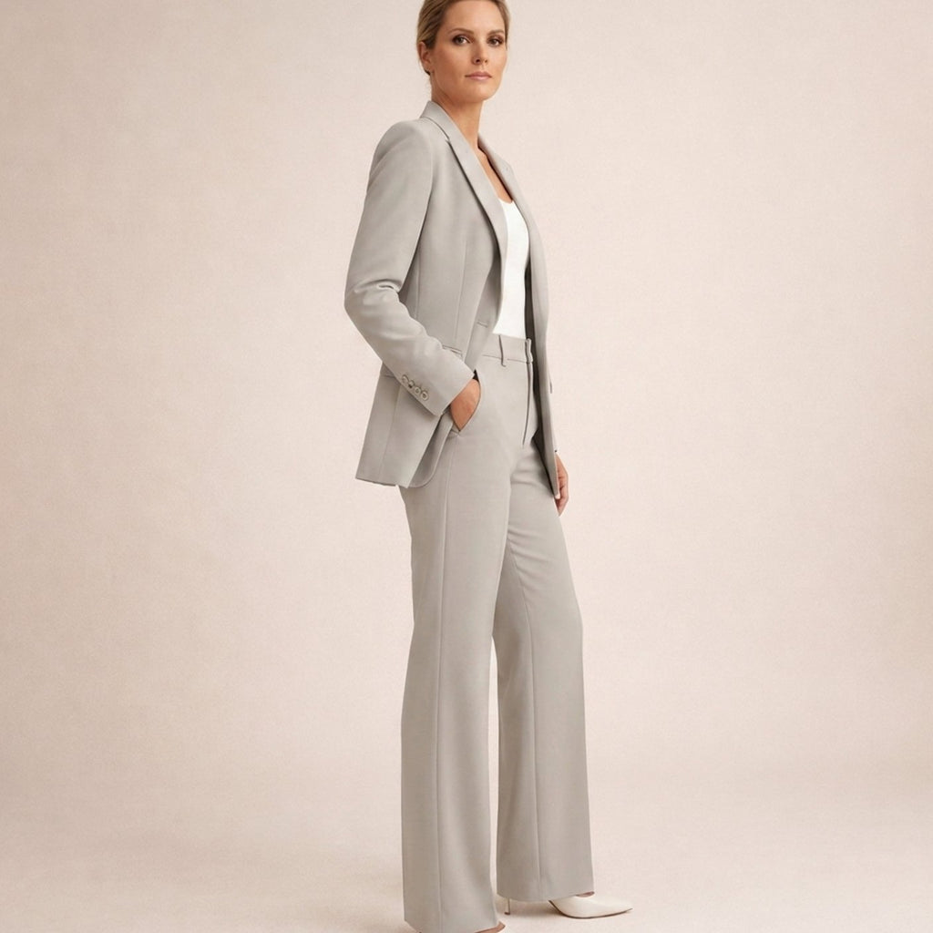 Women's Wide-Leg High-Waist Blazer Pants Two-Piece Suit Set