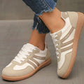 Women's Wide Toe Box Orthopedic Lace-Up Sneakers - Beige