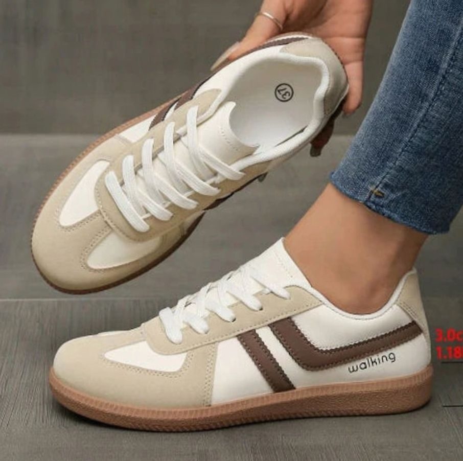 Women's Wide Toe Box Orthopedic Lace-Up Sneakers - Khaki Multi
