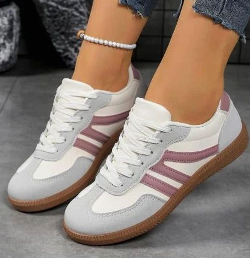 Women's Wide Toe Box Orthopedic Lace-Up Sneakers - Pink