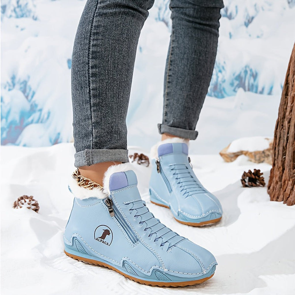 Women's Wide-Toe Faux-Fur Lined Lace-Up Winter Ankle Boots