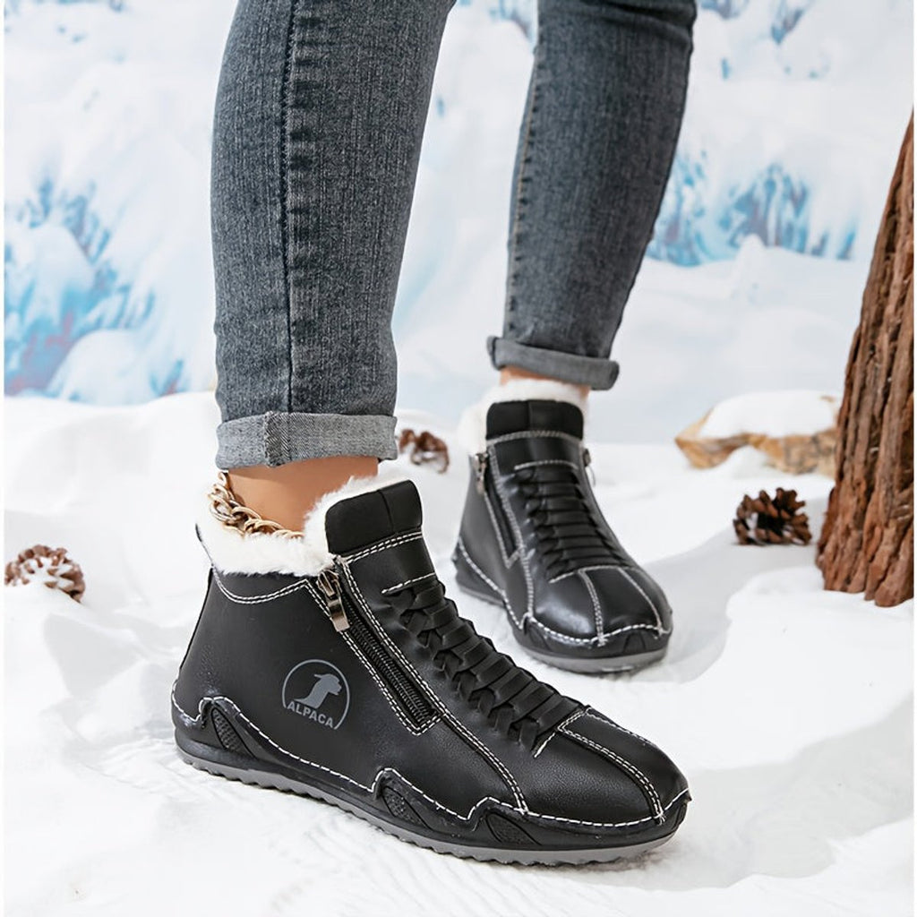 Women's Wide-Toe Faux-Fur Lined Lace-Up Winter Ankle Boots