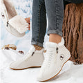 Women's Wide-Toe Faux-Fur Lined Lace-Up Winter Ankle Boots - White