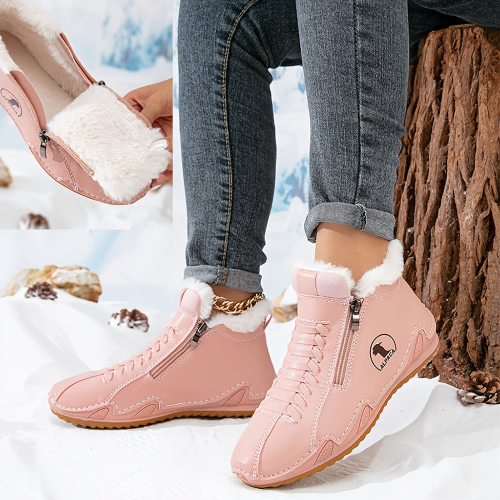 Women's Wide-Toe Faux-Fur Lined Lace-Up Winter Ankle Boots