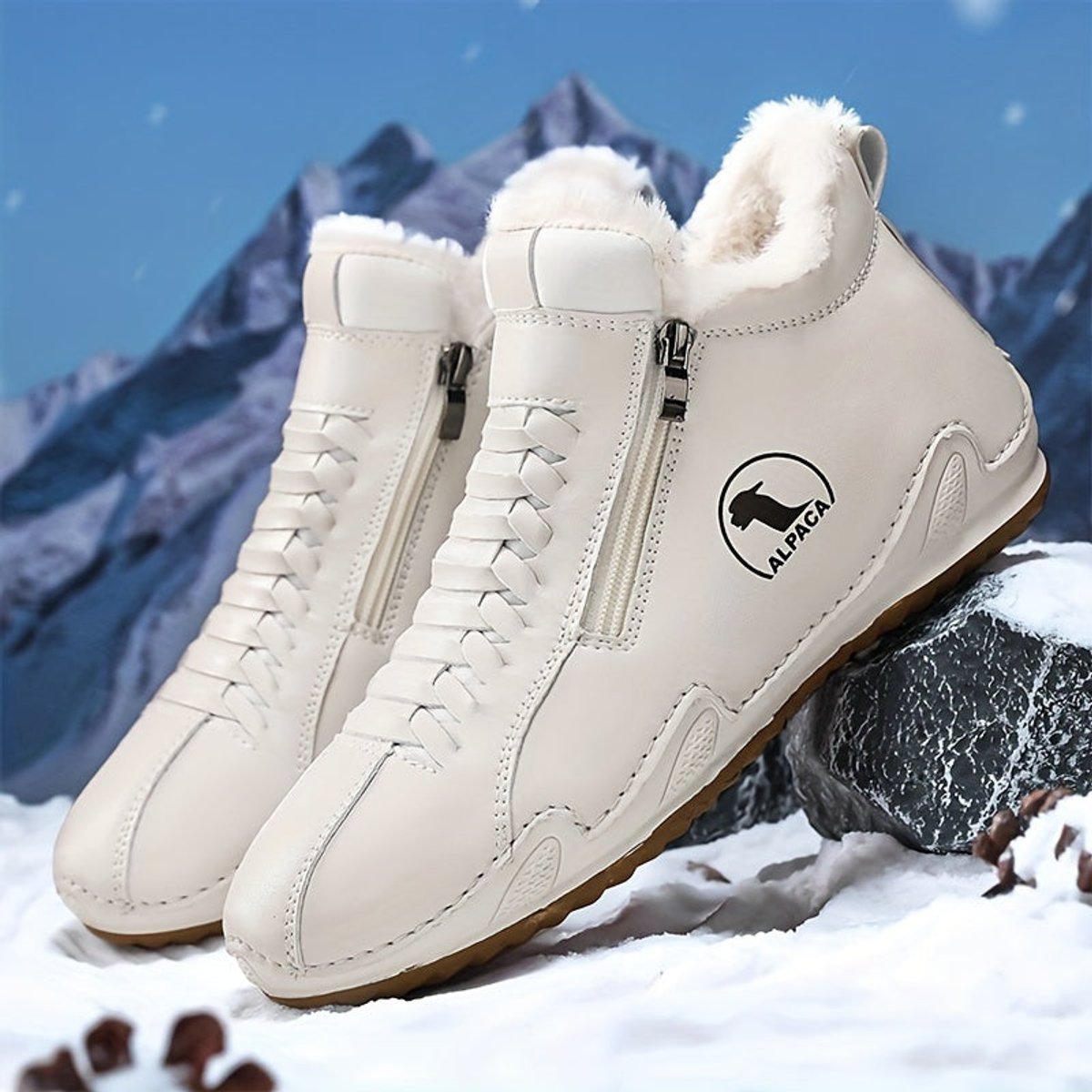 Women's Wide-Toe Faux-Fur Lined Lace-Up Winter Ankle Boots