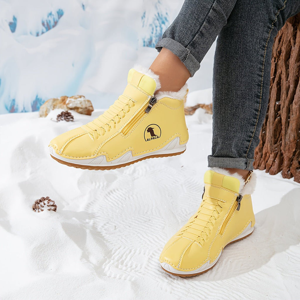 Women's Wide-Toe Faux-Fur Lined Lace-Up Winter Ankle Boots