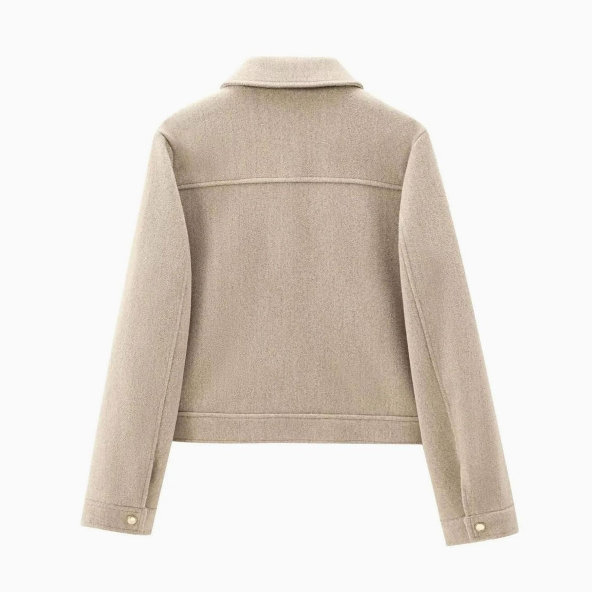 Women's Wool Bomber Jacket Zippered Cropped Outerwear