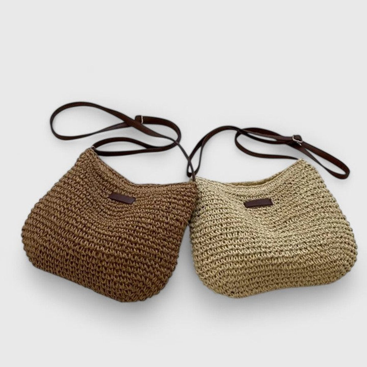 Women's Woven Raffia Zip-Top Shoulder Hobo Bag